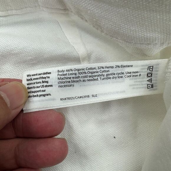 Eileen Fisher Chino Pants Womens 6 Petite White Cotton Slash Pocket Tapered Leg - Picture 5 of 9